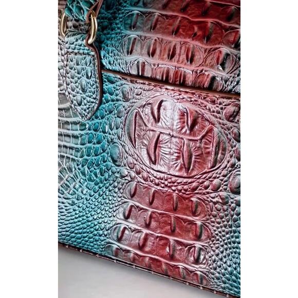 NEW Crocodile Embossed Top Handle Satchel Handbag Bag w Optional Crossbody Strap - Picture 6 of 11